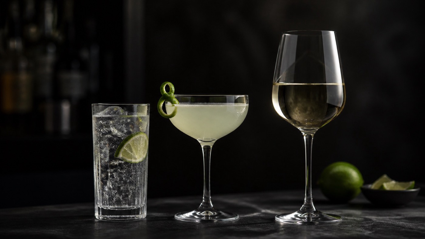 Editorial preview of cocktails and selected wine at the Sora Siam bar