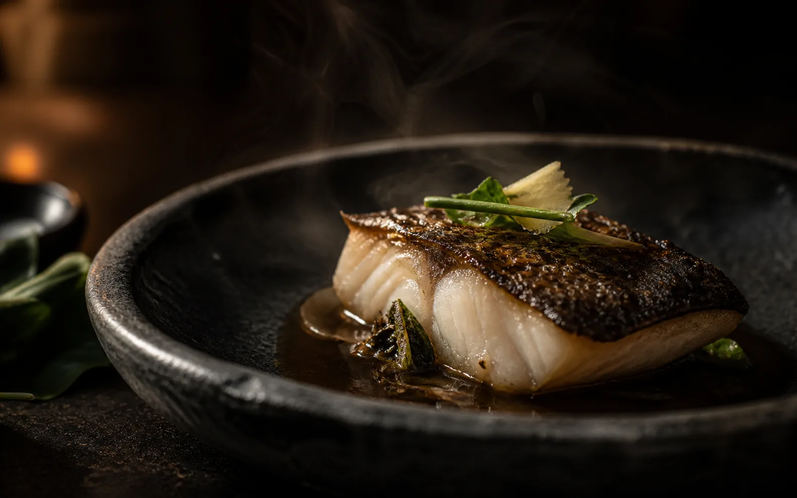 Concept preview of charcoal-roasted aged fish with crisp skin