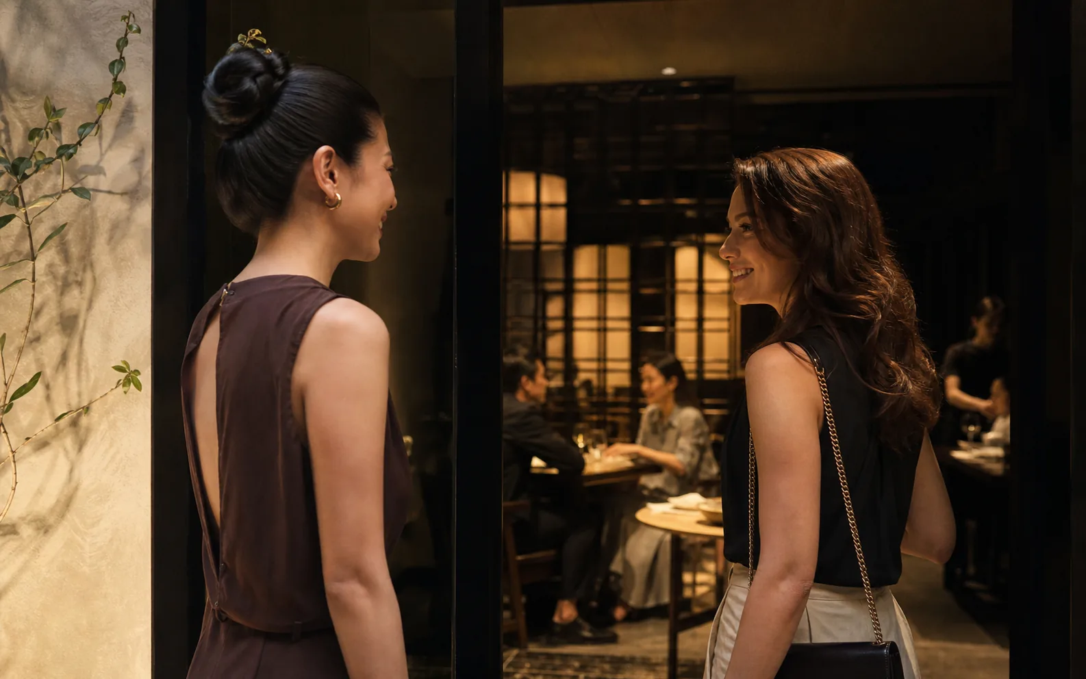 Concept preview of a returning guest being welcomed at the restaurant entrance
